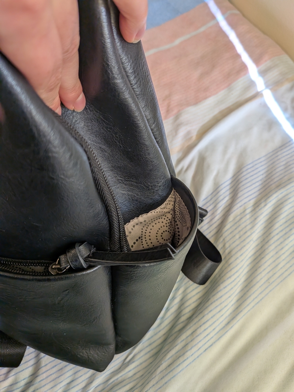 Mini Black Faux Leather Backpack - Picture 8 of 10